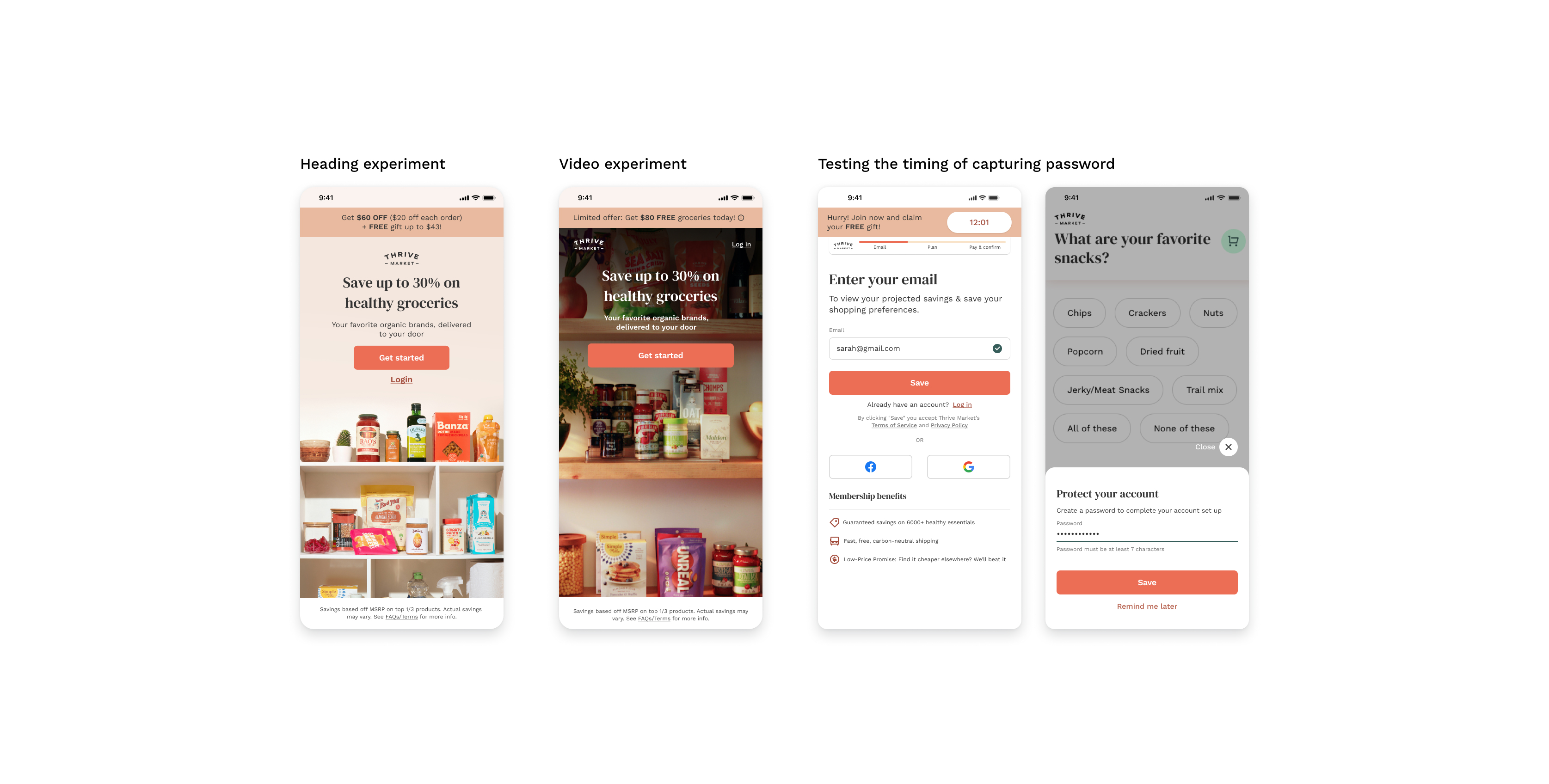 experiments done on the landing page